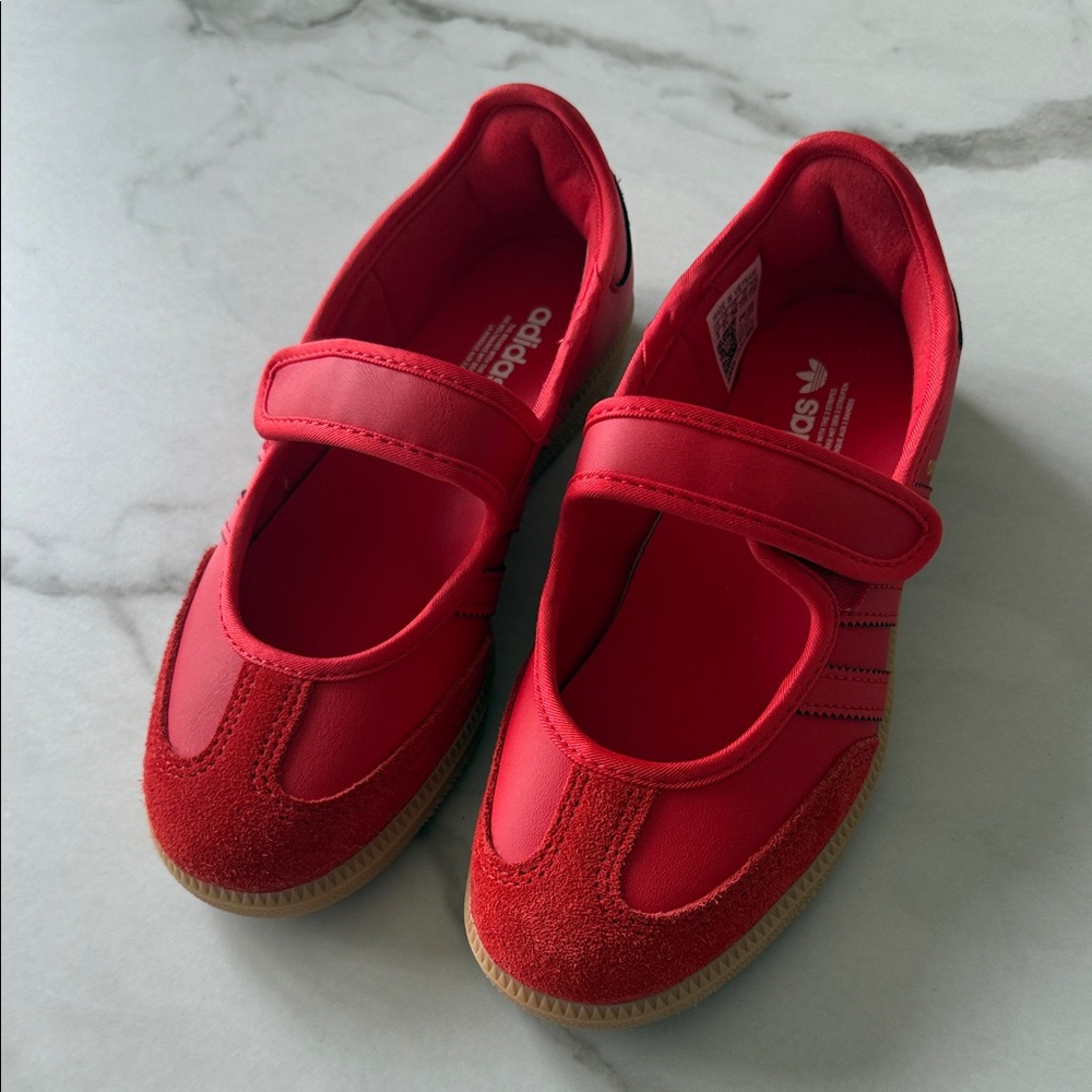 Adidas Kids Red Mary Jane Sneakers with Strap